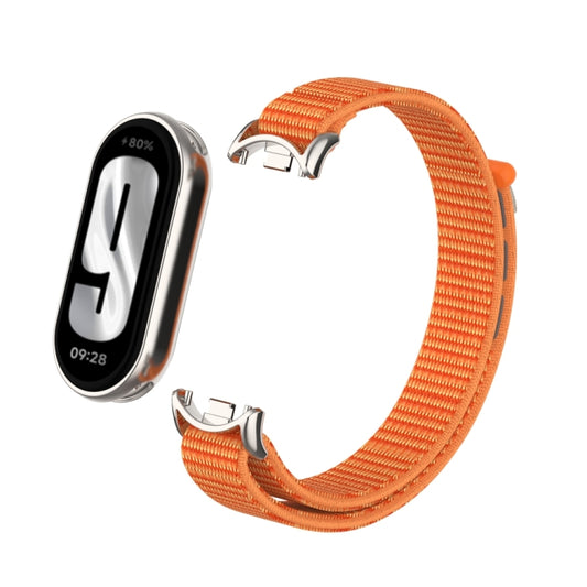 For Xiaomi Smart Band 9 / 8 Metal Connector + Loop Nylon Hook and Loop Fastener Watch Band(Orange) by bashfashion
