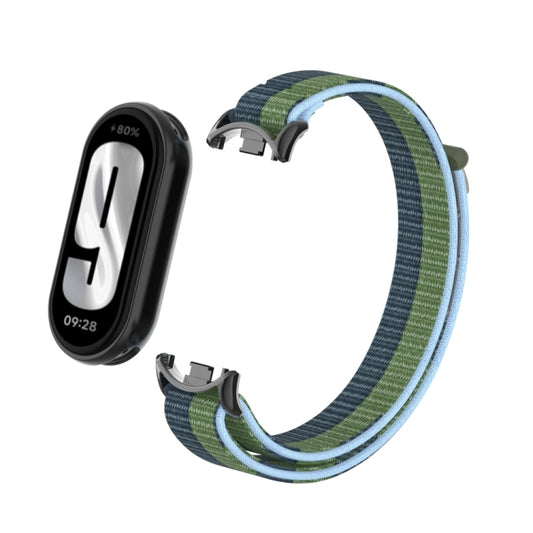 For Xiaomi Smart Band 9 / 8 Metal Connector + Loop Nylon Hook and Loop Fastener Watch Band(Deep Blue) by bashfashion