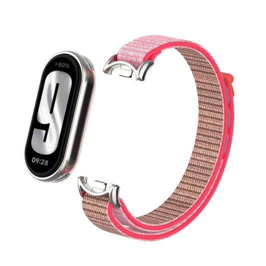 For Xiaomi Smart Band 9 / 8 Metal Connector + Loop Nylon Hook and Loop Fastener Watch Band(Neon Color) by bashfashion