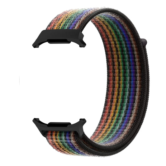 For Samsung Galaxy Watch Ultra 47mm / Ultra 2025 Plastic Connector Nylon Loop Watch Band(Black Rainbow) by bashfashion