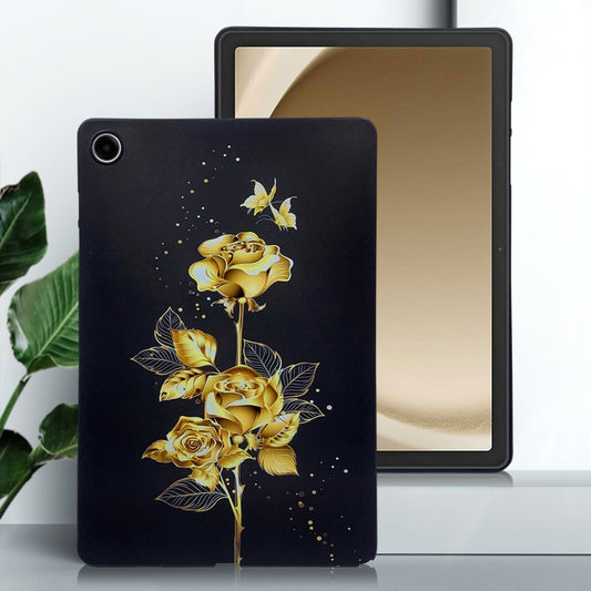 For Samsung Galaxy Tab A11+ / A9+ Color Painting Pattern Smart Tablet TPU Case(Golden Rose) by bashfashion