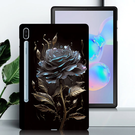 For Samsung Galaxy Tab S6 Color Painting Pattern Smart Tablet TPU Case(Black Rose) by bashfashion