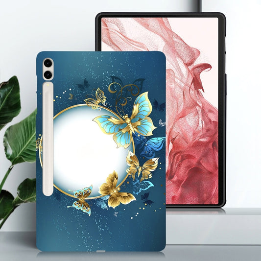 For Samsung Galaxy Tab S7+ / S8+ Color Painting Pattern Smart Tablet TPU Case(Butterfly Circle) by bashfashion