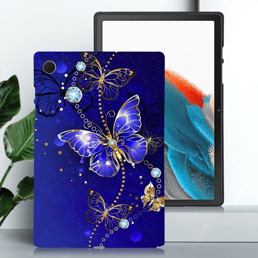 For Samsung Galaxy Tab A8 10.5 2021 Color Painting Pattern Smart Tablet TPU Case(Blue Butterfly) by bashfashion