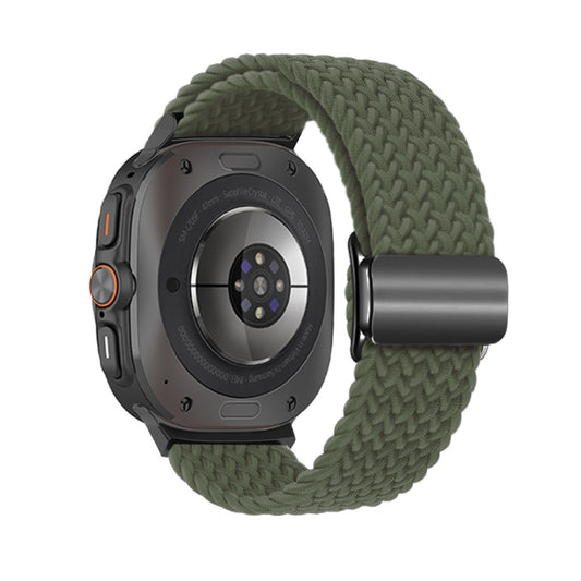 For Samsung Galaxy Watch Ultra 47mm / Ultra 2025 Nylon Loop Magnetic Buckle Watch Band(Dark Olive) by bashfashion