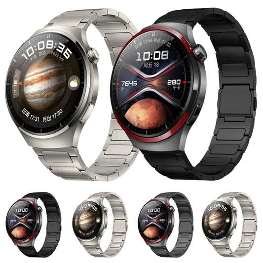 22mm I-shaped Magnetic Buckle Pure Titanium Watch Band(Black) by bashfashion