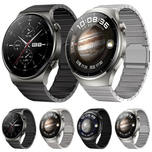 22mm One-bead Bamboo Magnetic Buckle Pure Titanium Watch Band(Black) by bashfashion