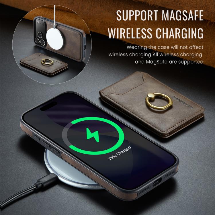 For iPhone 17 Pro Max MAGKING K1 MagSafe Detachable Wallet RFID Back Cover Phone Case(Coffee) by MAGKING