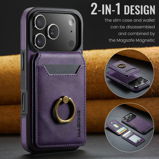 For iPhone 17 Pro MAGKING K1 MagSafe Detachable Wallet RFID Back Cover Phone Case(Purple) by MAGKING