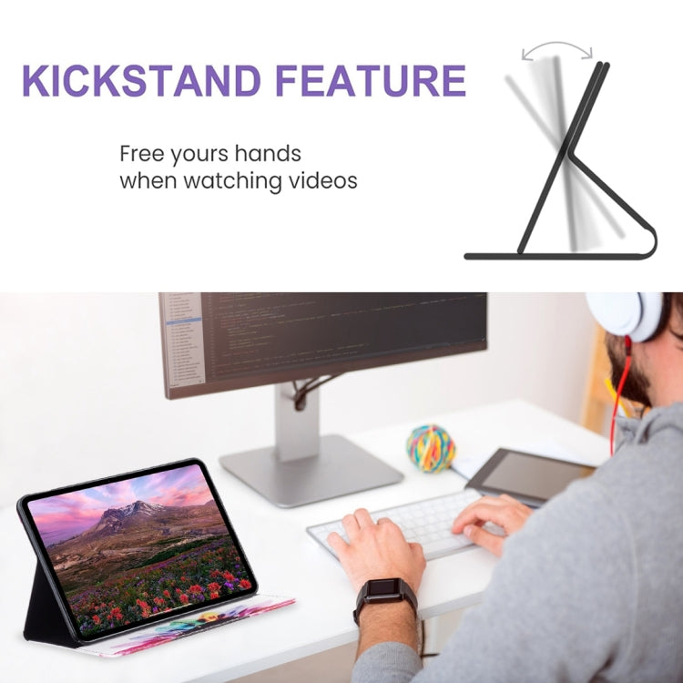 For Samsung Galaxy Tab A11 / A9 Colored Drawing Leather Tablet Case(Sun Flower) by bashfashion