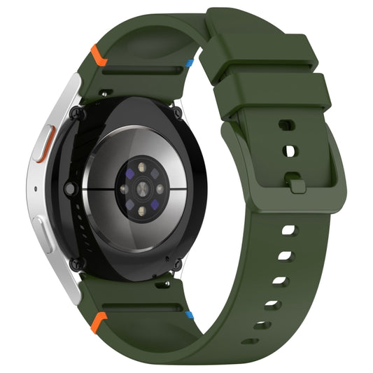 For Samsung Galaxy Watch 7 40 / 44mm Official Solid Color Stitched Silicone Watch Band(Army Green) by bashfashion