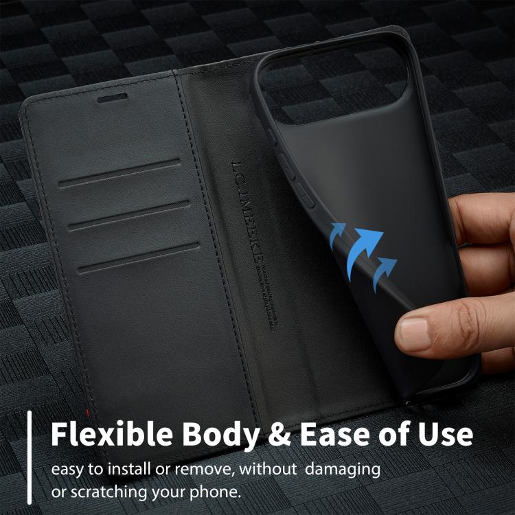 For iPhone Air LC.IMEEKE Carbon Fiber Leather Phone Case(Horizontal Black) by LC.IMEEKE