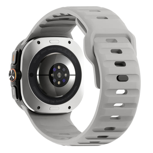 For Samsung Galaxy Watch Ultra 47mm / Ultra 2025 Wave Texture Reverse Buckle Silicone Watch Band(Light Grey) by bashfashion