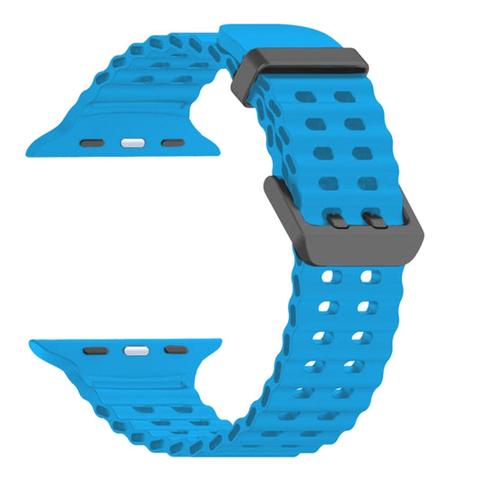 For Apple Watch Ultra 2 49mm Ocean Dual-Row Hole Silicone Watch Band(Blue) by bashfashion