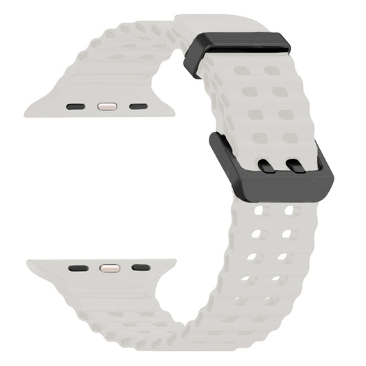 For Apple Watch Ultra 49mm Ocean Dual-Row Hole Silicone Watch Band(Starlight) by bashfashion