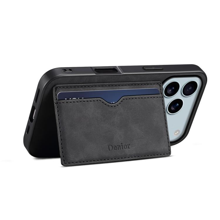 For iPhone 17 Pro Max Denior D08 PU Single Card Slot Holder Phone Case(Black) by Denior