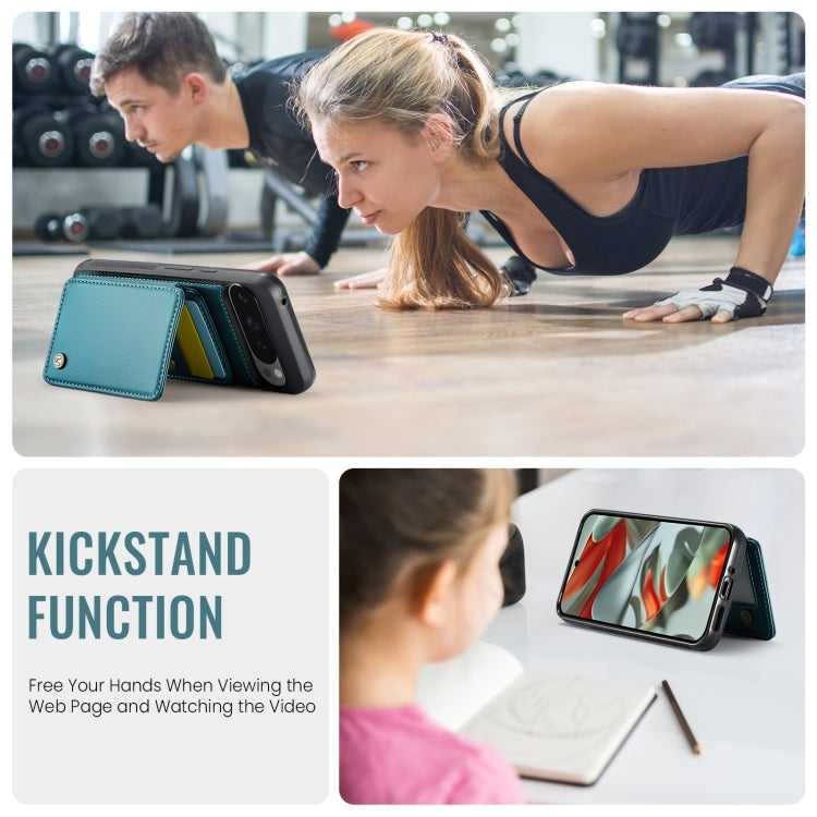 For Google Pixel 9 Pro XL JEEHOOD J05 Business Magnetic Style RFID Leather Phone Case(Blue Green) by JEEHOOD