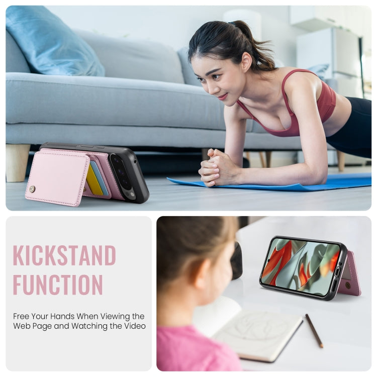 For Google Pixel 9 Pro XL JEEHOOD J05 Business Magnetic Style RFID Leather Phone Case(Pink) by JEEHOOD