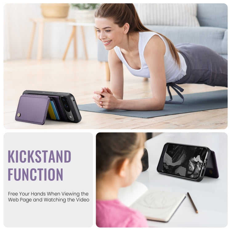 For Google Pixel 9 / 9 Pro JEEHOOD J05 Business Magnetic Style RFID Leather Phone Case(Purple) by JEEHOOD