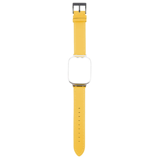 For Redmi Watch 3 Lite Metal Frame Integrated Leather Watch Band(Yellow) by bashfashion
