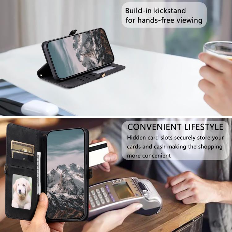 For iPhone 16e Skin Feel Totem Embossed Leather Phone Case(Black) by bashfashion