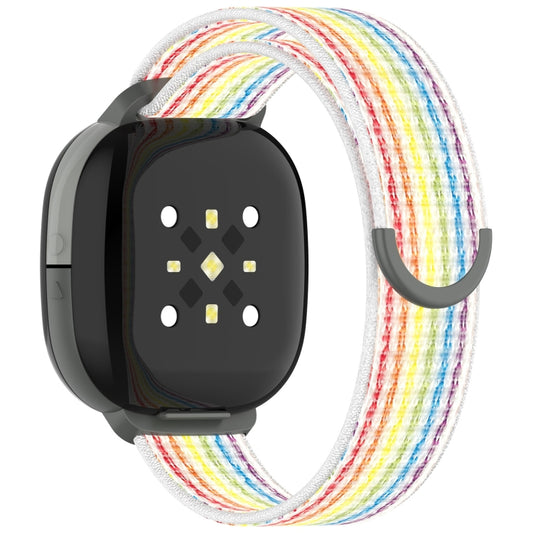 For Fitbit Ace LTE Nylon Loop Watch Band(Rainbow) by bashfashion
