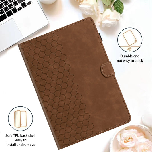 For Samsung Galaxy Tab A7 2020 T500 Honeycomb Embossed Leather Smart Tablet Case(Brown) by bashfashion