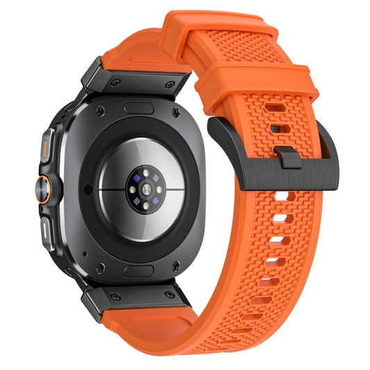 For Samsung Galaxy Watch Ultra 47mm / Ultra 2025 Black Steel Buckle Rubber Quick Release Watch Band(Orange) by bashfashion