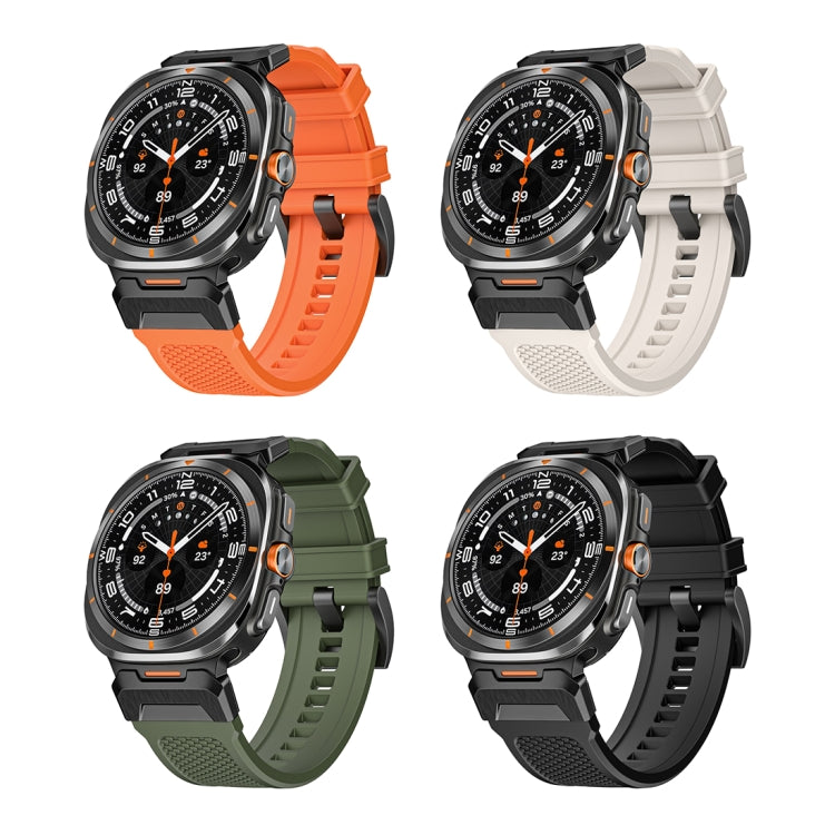 For Samsung Galaxy Watch Ultra 47mm / Ultra 2025 Black Steel Buckle Rubber Quick Release Watch Band(Black) by bashfashion