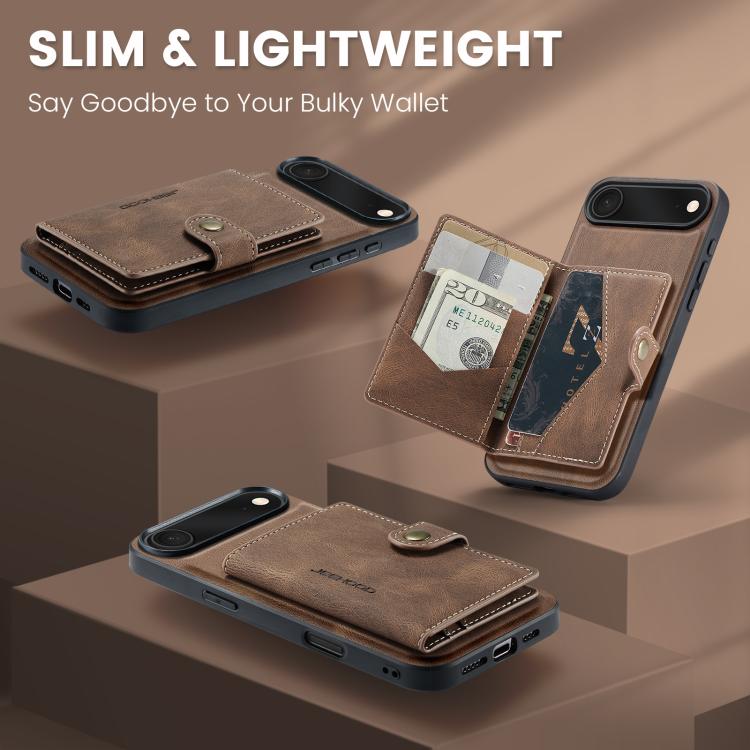For iPhone Air JEEHOOD J01 Retro Magnetic Detachable Wallet Phone Case(Brown) by JEEHOOD