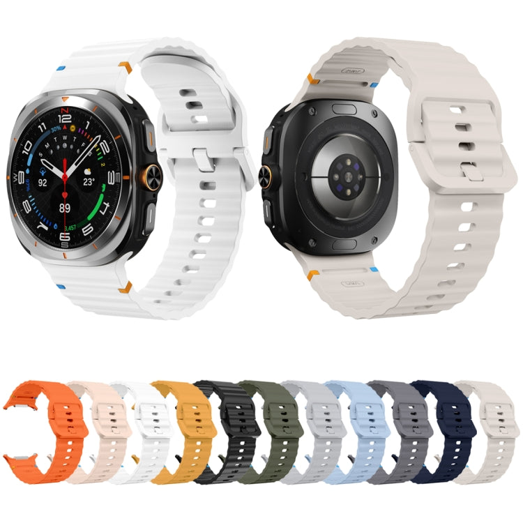 For Samsung Galaxy Watch Ultra 47mm / Ultra 2025 Wavy Grain Stitched Silicone Watch Band(Starlight) by bashfashion