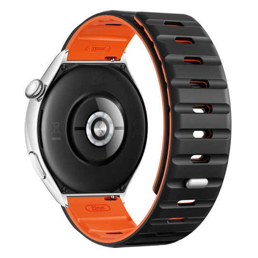 22mm Universal Magnetic Silicone Watch Band(Black Orange) by bashfashion