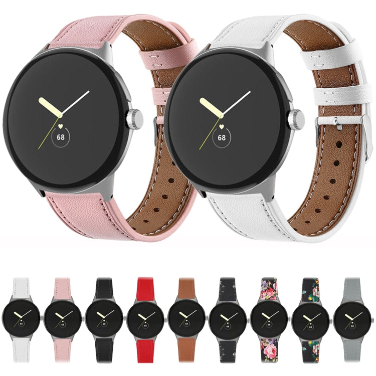 For Google Pixel Watch 3 45mm Round Tail Genuine Leather Watch Band(Black) by bashfashion