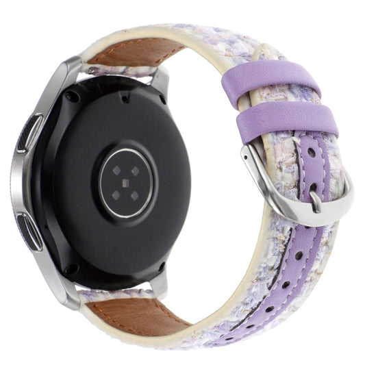 20mm Woolen Hybrid Leather Watch Band(Purple) by bashfashion