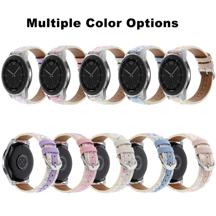 22mm Woolen Hybrid Leather Watch Band(Purple) by bashfashion