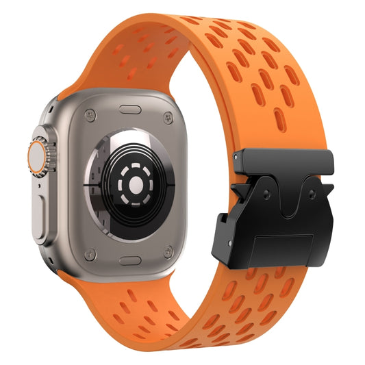For Apple Watch 46mm / 49mm / 45mm / 44mm Mesh Silicone Buckle Watch Band(Orange) by bashfashion