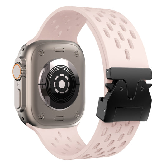 For Apple Watch 46mm / 49mm / 45mm / 44mm Mesh Silicone Buckle Watch Band(Sand Pink) by bashfashion
