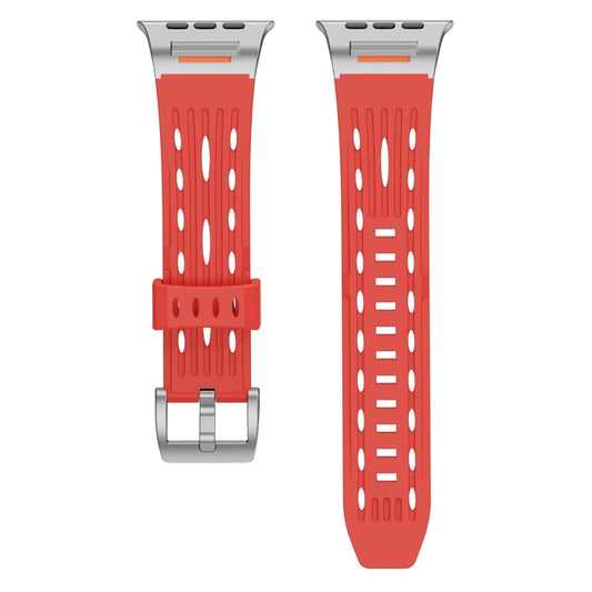 For Apple Watch 42mm / 41mm / 40mm / 38mm Trailblazer Oval Holes Silicone Watch Band(Red) by bashfashion