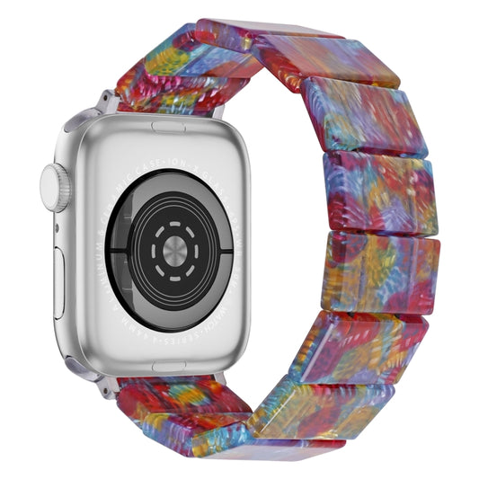 For Apple Watch 46mm / 49mm / 45mm / 44mm Stretch Rope Square Resin Watch Band(Pearlescent Rainbow) by bashfashion