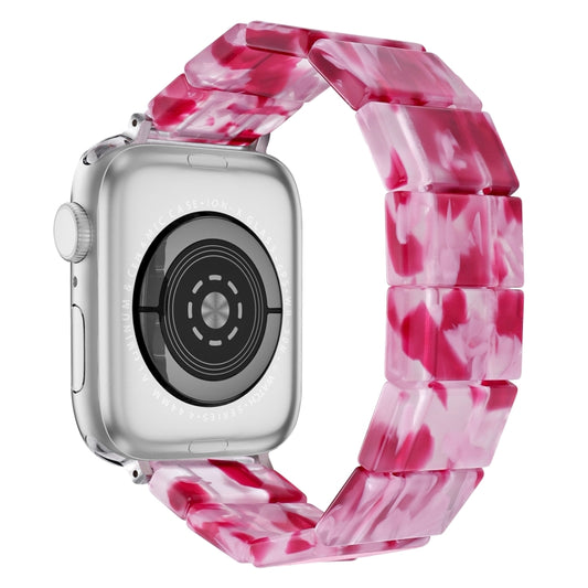 For Apple Watch 46mm / 49mm / 45mm / 44mm Stretch Rope Square Resin Watch Band(Pink Rose) by bashfashion