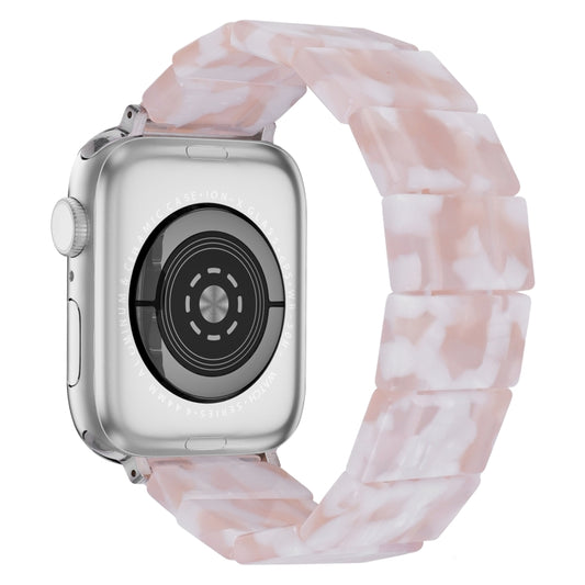 For Apple Watch 42mm / 41mm / 40mm / 38mm Stretch Rope Square Resin Watch Band(Pink Flower) by bashfashion