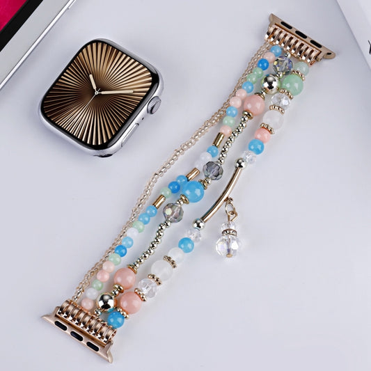 For Apple Watch 42mm / 41mm / 40mm / 38mm Four-row Copper Beads Chain Watch Band(Colorful) by bashfashion
