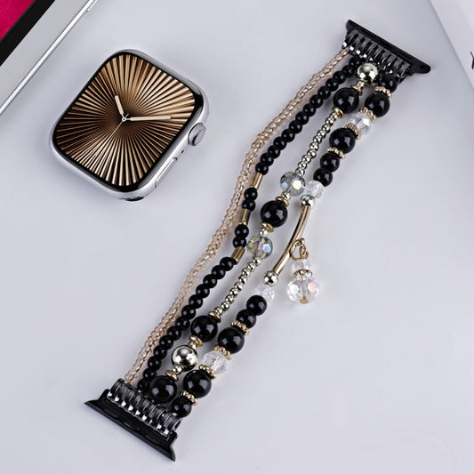 For Apple Watch 42mm / 41mm / 40mm / 38mm Four-row Copper Beads Chain Watch Band(Black) by bashfashion