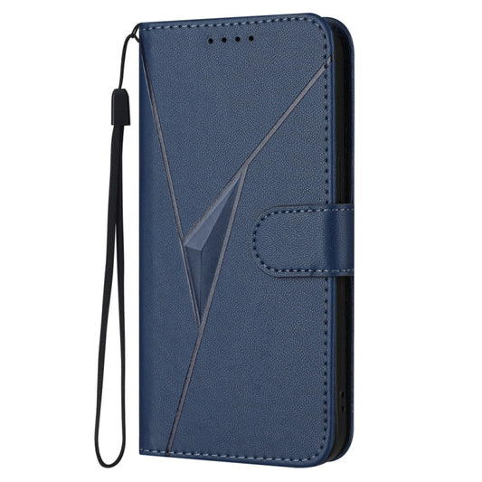 For iPhone 16e Triangle Pattern Buckle Clasp Leather Phone Case(Royal Blue) by bashfashion