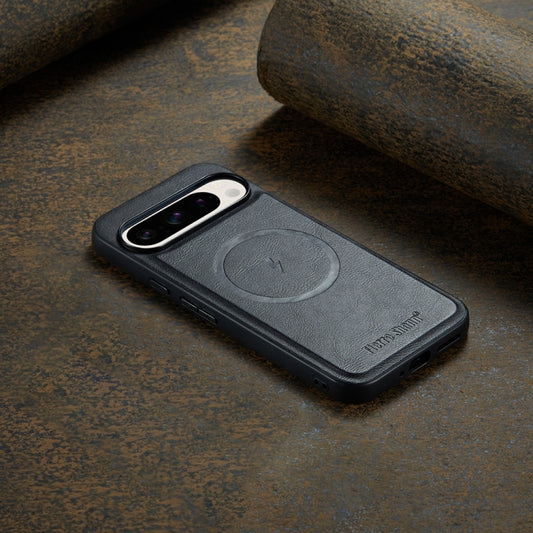 For Google Pixel 9 / 9 Pro Fierre Shann Cowhide Texture MagSafe Magnetic Phone Case(Black) by FIERRE SHANN
