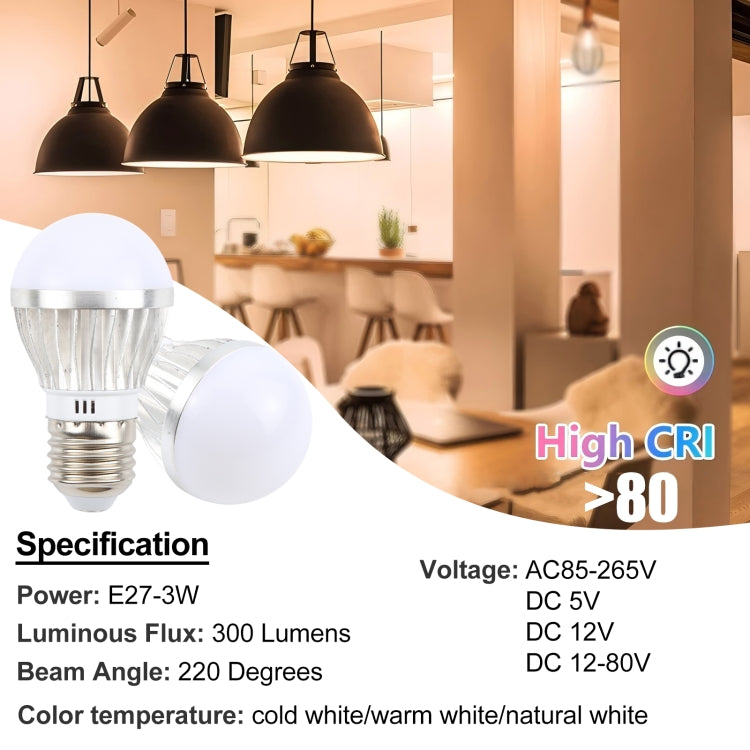 E27 3W 300 Lumens LED Ball Steep Light Bulb, Voltage:DC 5V(Warm White Light) by bashfashion