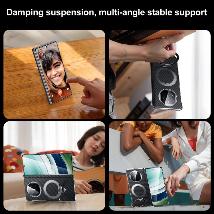 For Huawei Mate X6 SULADA Kevlar Texture MagSafe Magnetic Holder Phone Case(Black) by SULADA