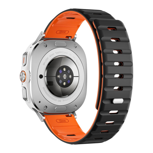 For Samsung Galaxy Watch Ultra 47mm / Ultra 2025 Magnetic Silicone Watch Band(Black Orange+Silver) by bashfashion