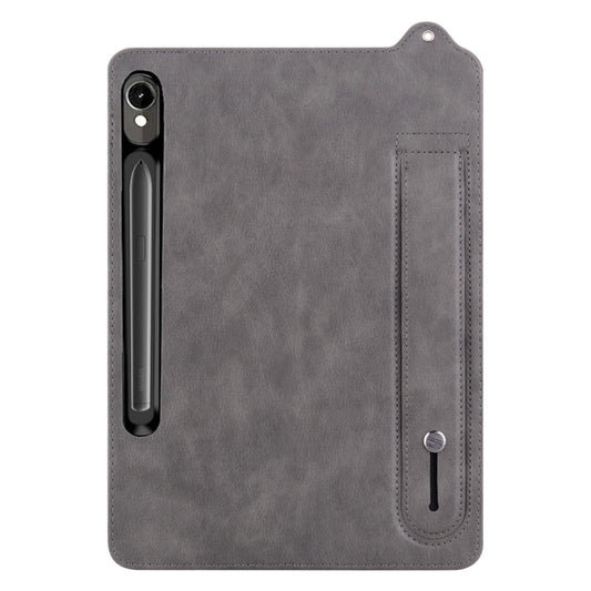 For Samsung Galaxy Tab S10 / S9 / S11 TPU Leather Back Tablet Case with Wristband(Grey) by bashfashion
