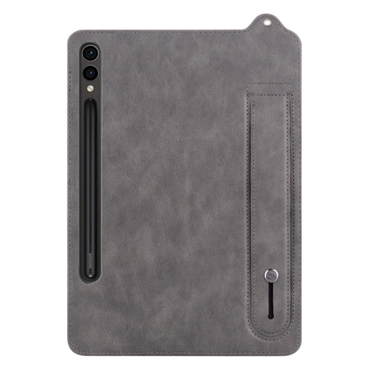 For Samsung Galaxy Tab S10+ / S9+ / S8+ TPU Leather Back Tablet Case with Wristband(Grey) by bashfashion